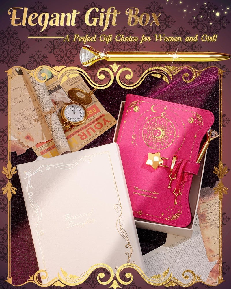 hi!SCI Diary with Lock and Keys for Girls and Women, Locking Diary for Gift Ideas with Gift Box and Pen and Bookmark, Journal for Women with 360 Kraft Pages, B6 Refillable Notebook with Lock for Writing (Barbie Pink) - Image 2